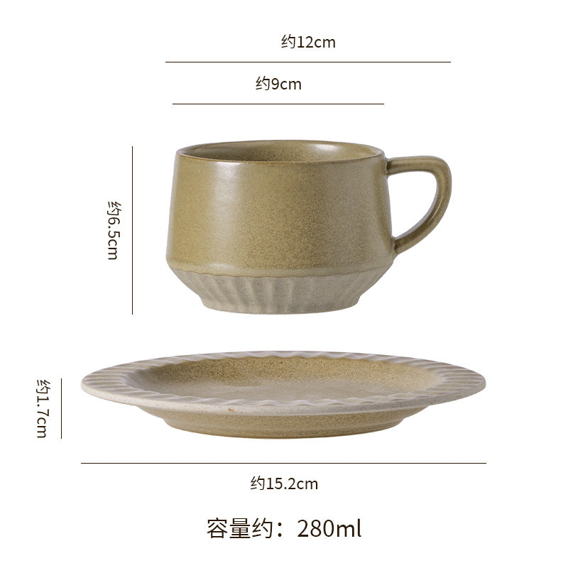 Classyretro coffee cup and saucer suit creative stoneware latte art cup for home high-end exquisite mug and saucer