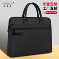 Large capacity briefcase file bag business conference bag double layer zipper document portfolio printing available