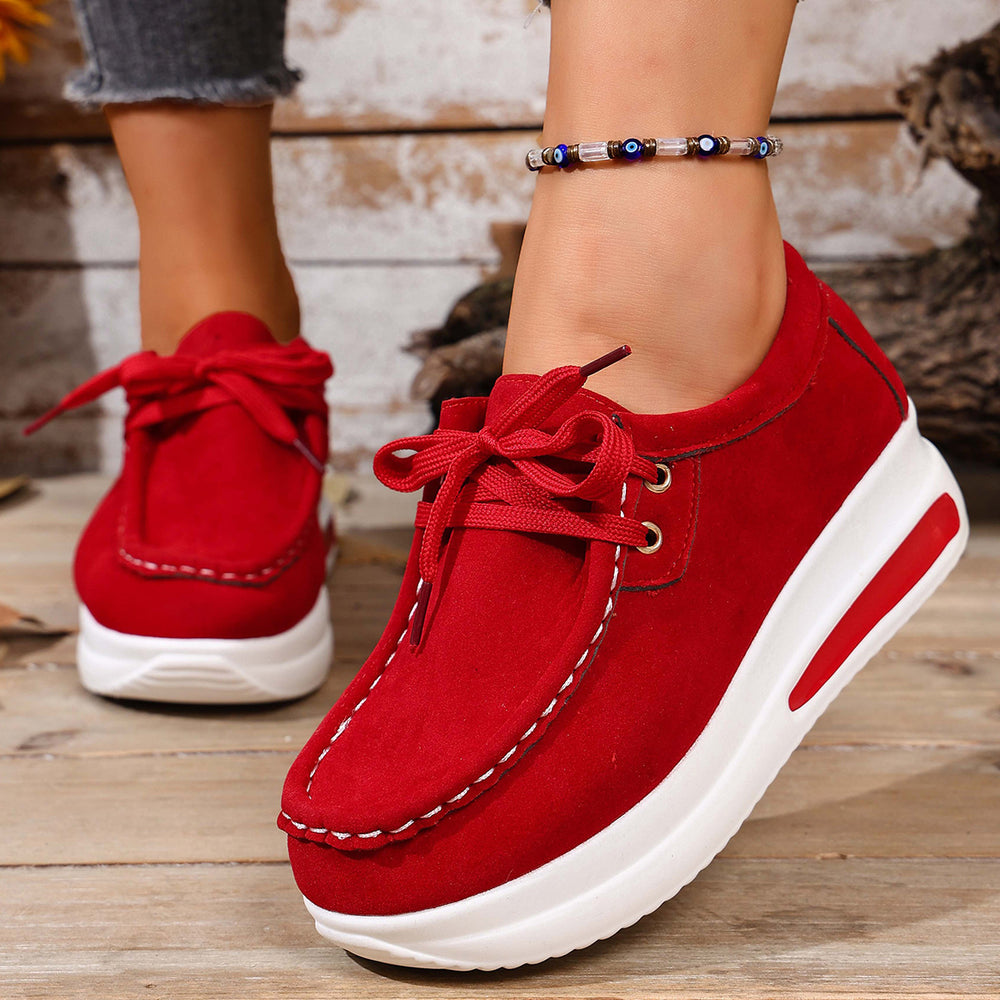 foreign trade plus size independent station spring & fallnew arrivalfashionthick sole loafers front tie back wedge heel casualflats women