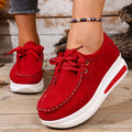 foreign trade plus size independent station spring & fallnew arrivalfashionthick sole loafers front tie back wedge heel casualflats women