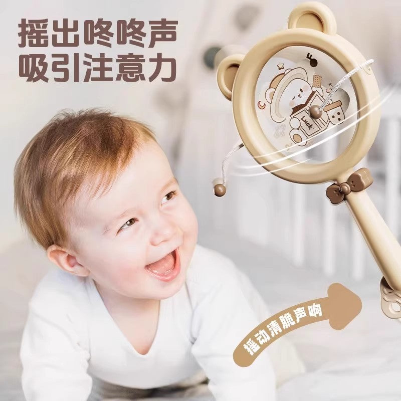 Newborn & infant early education 4-in-1 rattle instrument toy set - develops baby's auditory and visual development with hand drum