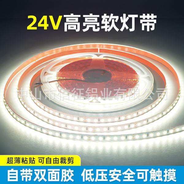 Super bright 24V light with power supply low voltage bare board led no voltage drop patch linear linear living room counter soft light strip