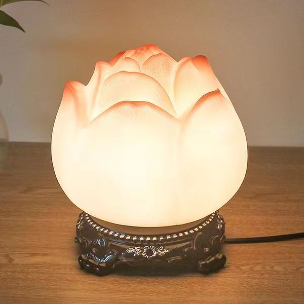 Modern chinoiserie lotus table lamp bedroom bedside lamp creative fashion art lotus kids living room ornaments decorative lamp