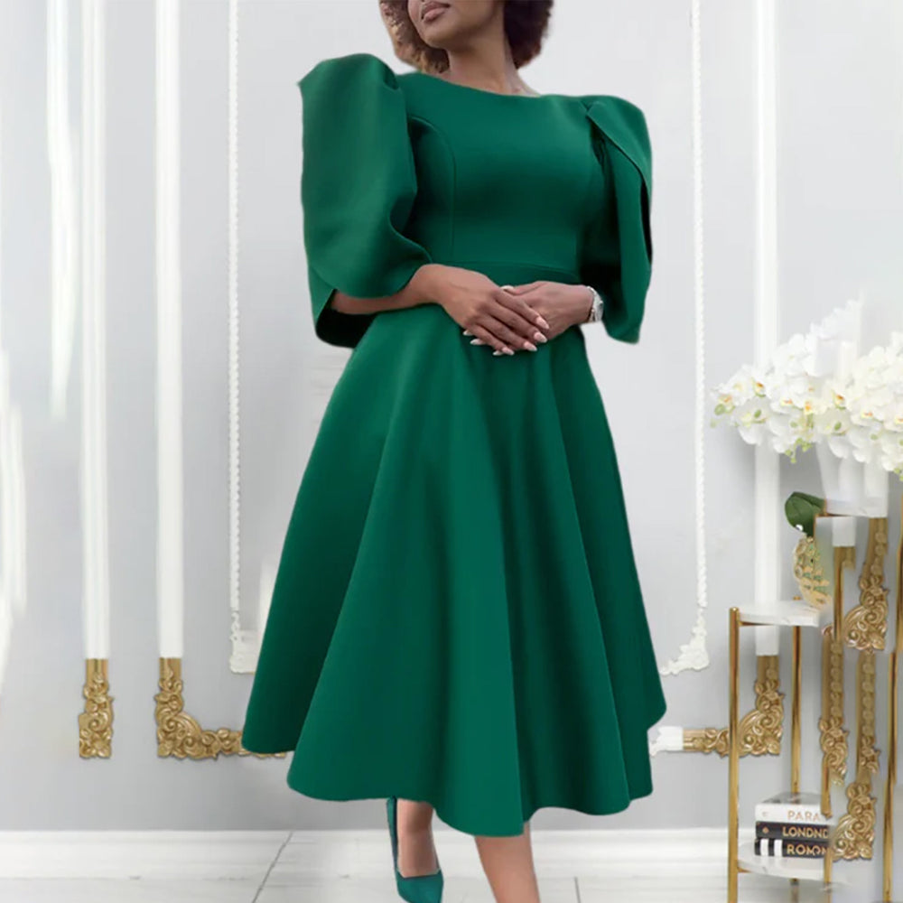 women's fashion round neck elegant high-waisted maxi dress, perfect for banquets, evening parties, and african-inspired events