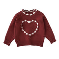 Girls' korean style sweater - new autumn/winter sweet 3d heart top - christmas baby girl round neck knitted long sleeve sweater