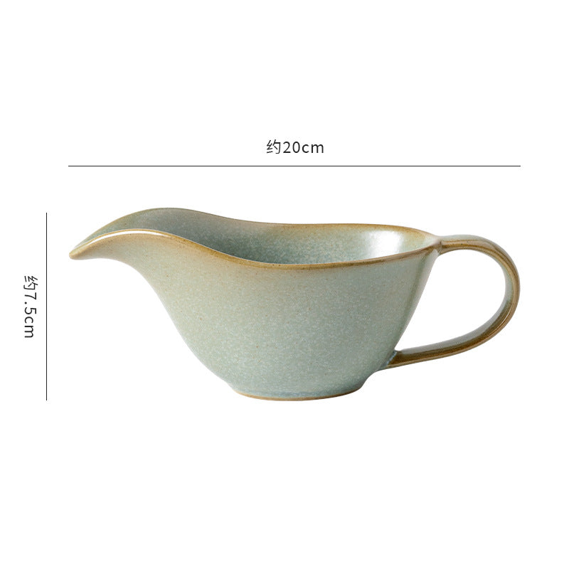 Retro ceramic sauce boat western food steak juice bucket cup teppanyaki black pepper tomato juice ceramic handle cup seasoning