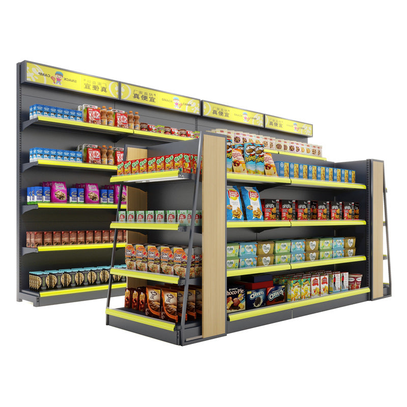Shopping mall supermarket shelves custom with cabinets convenience store snack storage display shelves single and double-sided multi-layer board pharmacy