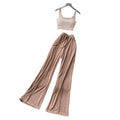 Korean style commute-friendly slim-fit tank top & high-waisted wide-leg pants set - women's summer minimalist casual slimming draped two-piece outfit
