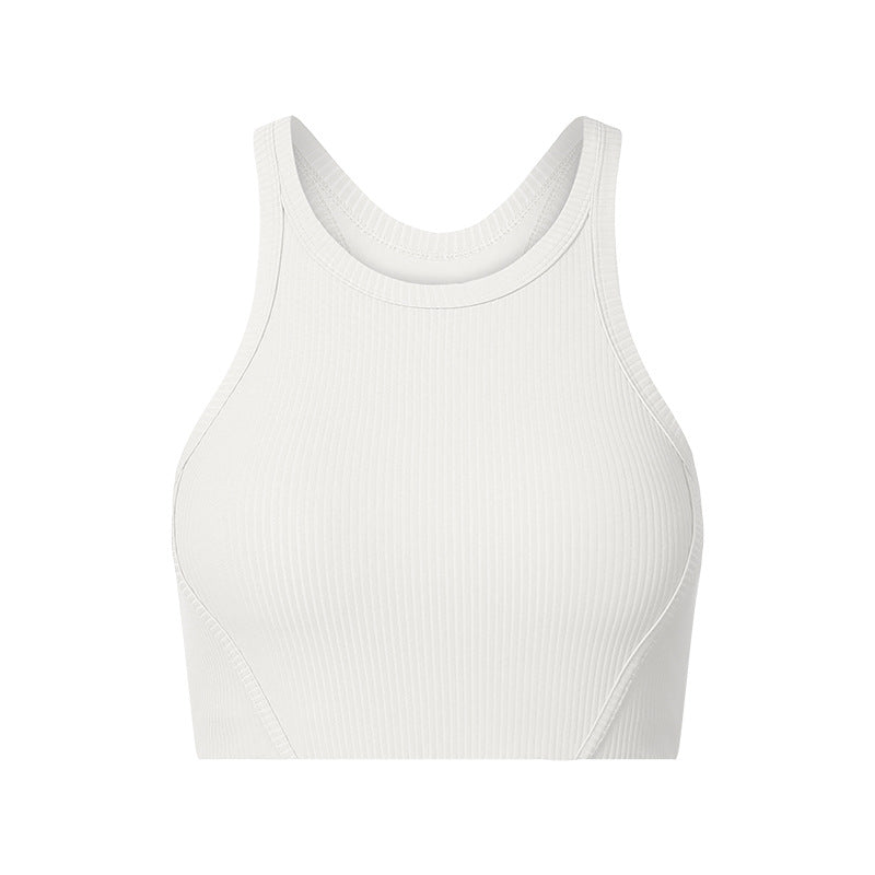 Vertical ribbed high collar elastic comfortable sports intimates high-strength bubble wrap sports bra daw057