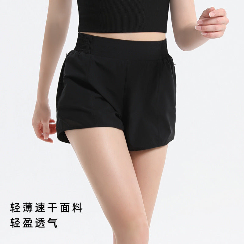 European and american new arrival loose quick-dry athletic shorts women's summer outerwear 3/4 length running cycling double-layer shorts wholesale