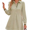 dopamine  autumn new arrival: high-end, elegant bubble sleeve striped mini dress