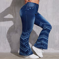 European and american style women's jeans -  cross-border winter fashion streetwear high-waisted printed stretch casual pants