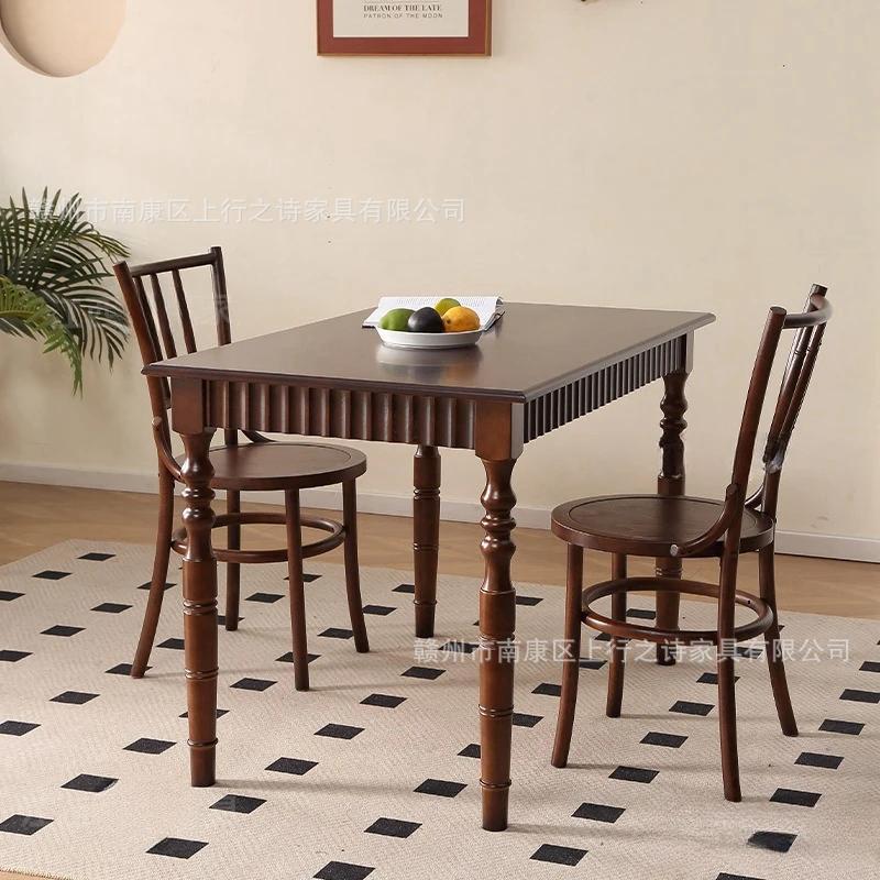 French solid wood dining table rectangular for home living room american restaurant coffee table complete set of dining furniture retro style