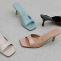 Patent leather high heel sandals women's 2023 summer new british style square toe stiletto heel outdoor plus size women's slippers