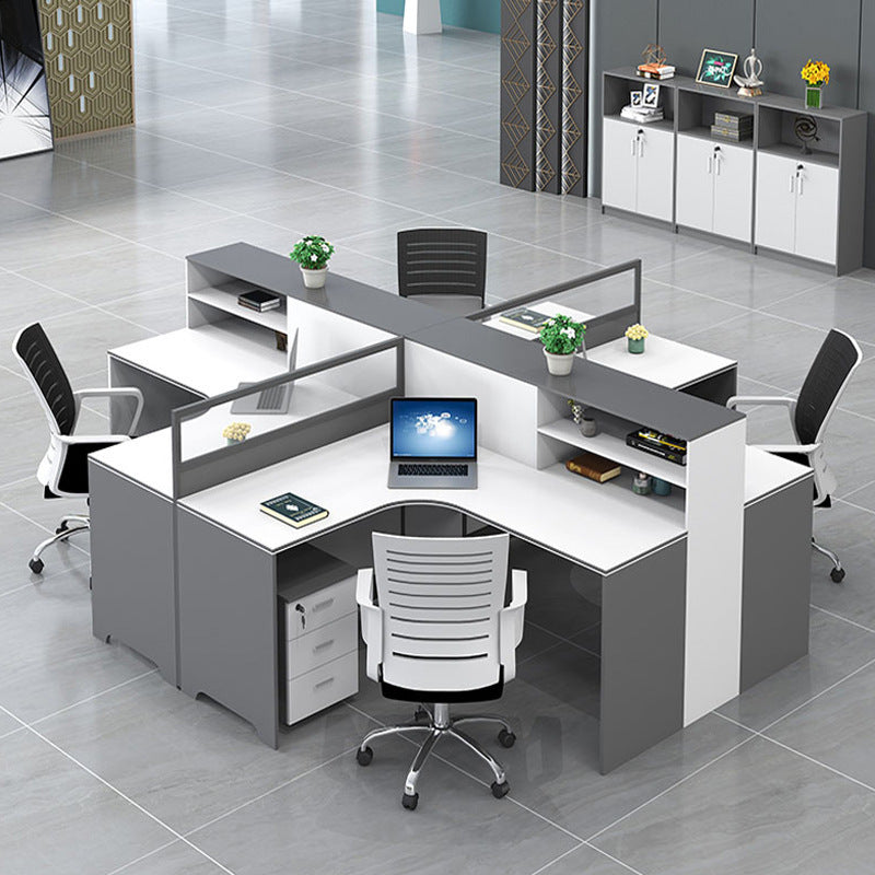 Saint li office desk partition - modern minimalist workstation for 4/6 people - ideal for finance offices - desk and chair combination