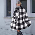 2025 new european and american autumn collection women's lapel long sleeve open front plaid longline loose casual coat