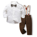 Wholesale children's clothing: new autumn long-sleeve white shirt with tie and overalls - stylish korean style formal wear for kids