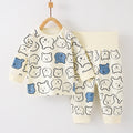 newborn & infant pure cotton autumn clothes set: high-waisted belly protection pants & seamless kids' pajamas
