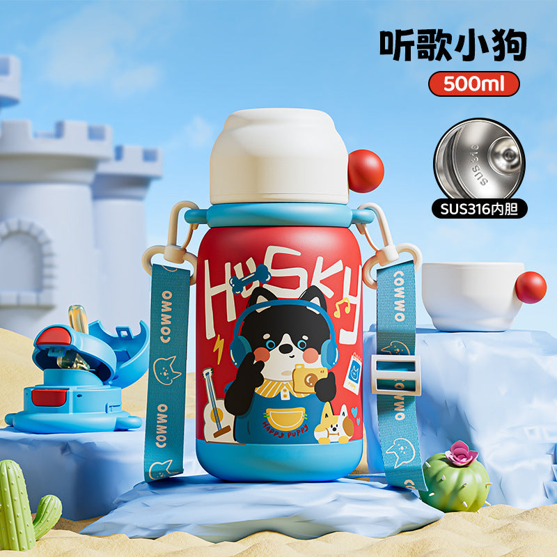 High-style 316 stainless steel insulated tumbler featuring cute graffiti and fun cartoon designs. perfect for kids, this portable outdoor water bottle keeps drinks hot or cold