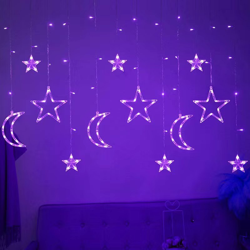 Led  star and moon lights flashing lights string lights Gypsy curtains lights birthday room decorative lights star lights