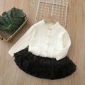 Little girl tweed style tutu skirt two-piece setfall and winternew arrivalkidssweateroutweargirlsweatercardigan