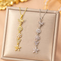 [titanium steel] european and american popular fashion flower necklace for women, accessible luxury, versatile 18k gold high-end clavicle chain accessories