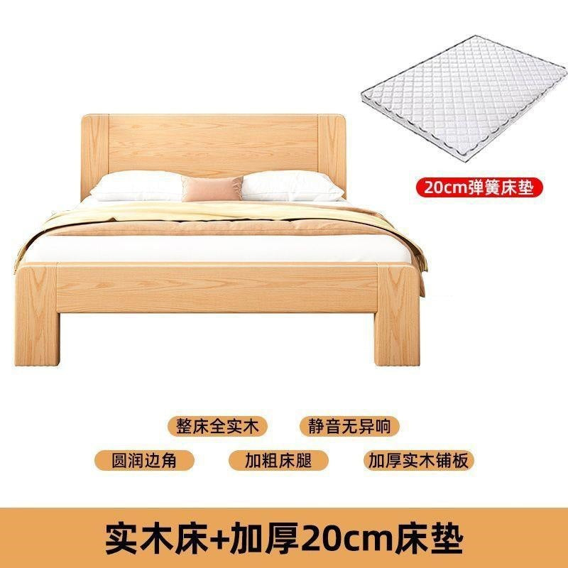 Double bed 1.8x 2m bed single bed 1.5mfor home solid wood bed 1.2m rental house bed log style low box