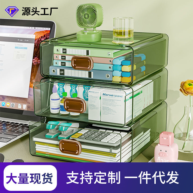 Desktop Storage Box Transparent Drawer Office Stationery Sundries Storage Box Dresser Cosmetics Shelf