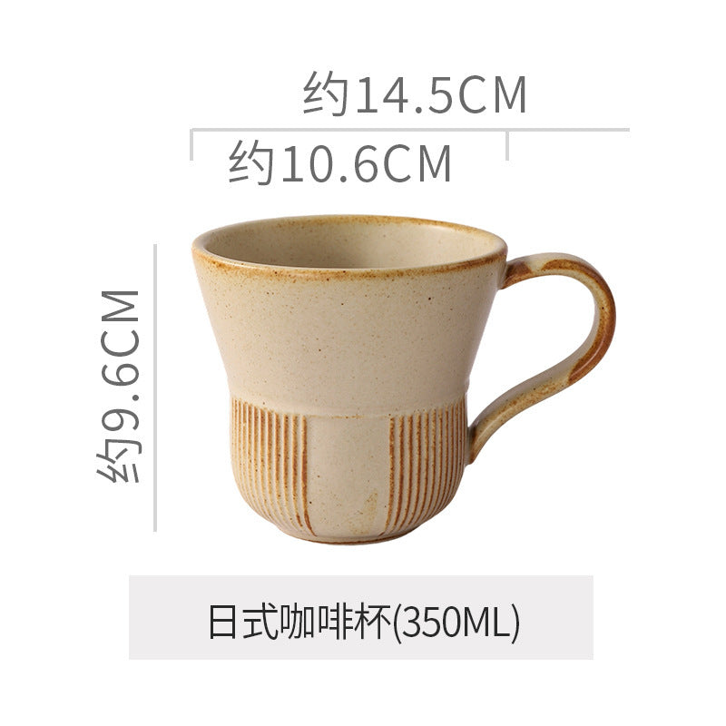 Creative trumpet shape clay coffee cup latte latte cup japanese style chinese ancient style plate plate for home mug
