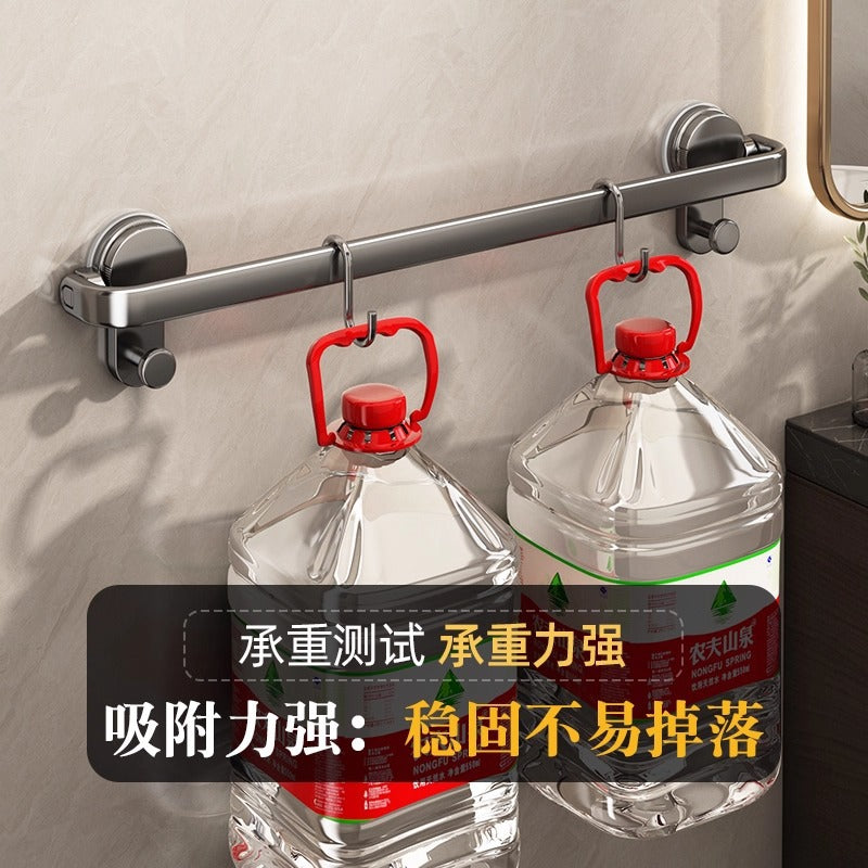 Suction cup towel rack foldable bathroom punch-free bathroom toilet storage rack wall-mounted towel bar single pole hanging rack