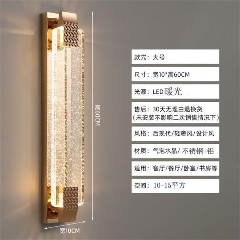 Luxury crystal wall sconce - living room accent, hallway, stairway led minimalist bedroom bedside lamp - gold finish