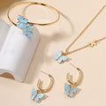 Wholesale butterfly necklace, european and american cross-border jewelry set, earrings, bracelet, pendant, high-end women's jewelry three-piece set