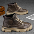 Boots men's high-top spring british style retro genuine leather mencasual leather shoes mid-top waterproofworkwear boots
