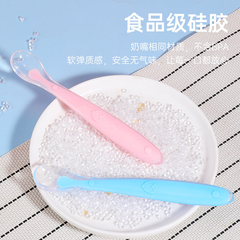 Factory custom baby silicone spoon baby silicone soft spoon newborn food supplement spoon soft head spoon child feeding tableware