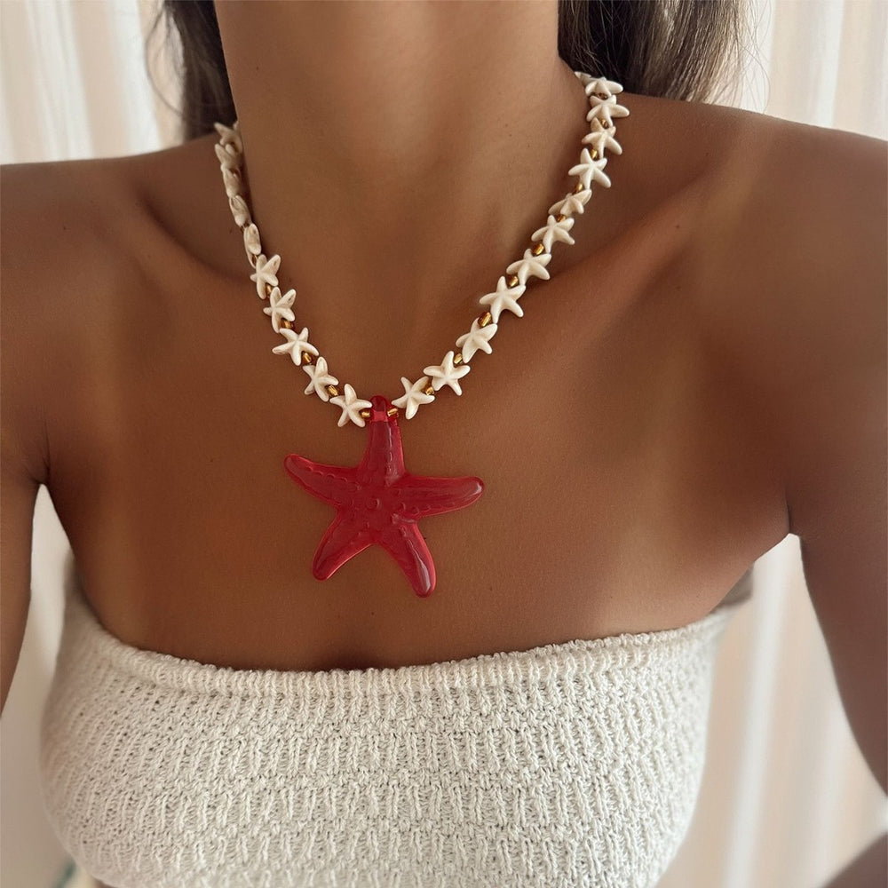 Bohemian shell pendant wholesale cross-border ocean style starfish beaded rope chain women's unique design jewelry necklace