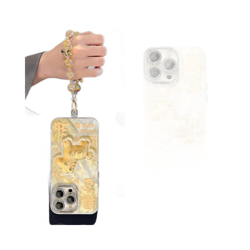 Youqianma jing kong yusha is suitable for apple 17/16 new year mobile phone case iphone14promax glitter hard case