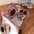 Four-corner airbag case for apple 17 pro max, anti-drop minimalist iphone 15 mirror stand protective cover