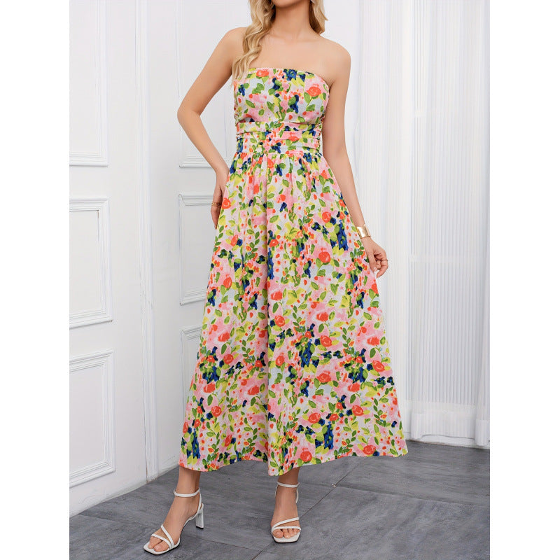listing: new  women's elegant bandeau date night printed dress