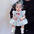 Summer lightweight sweet flutter sleeve romper dress baby princess dress newborn baby girl full month 100-day first birthday outfit