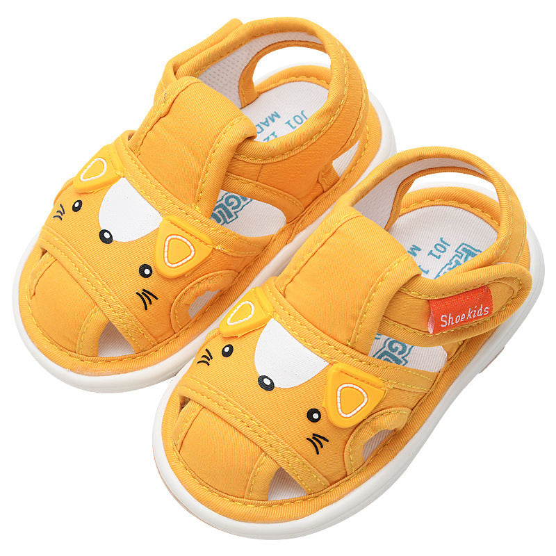 Baby cloth sandals for boys, summer, ages 0-1-2-3 years, infant anti-slip soft sole squeaky shoes, girls' first walker shoes, baby shoes