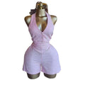 European and american women's clothing  autumn new sweet and fresh halter v-neck backless high-waisted slimming straight-leg jumpsuit