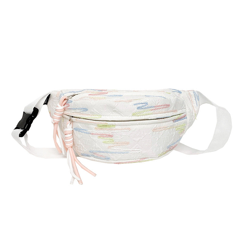 Cute and lightweight pleated breast bag Japanese ins small fresh student fanny pack female Mori girl niche messenger bag