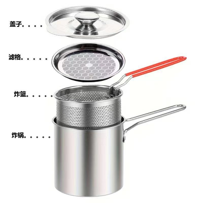 304 stainless steel deep fryer - multifunctional mini fryer for home use, gas powered, with filter screen - fuel efficient small fryer