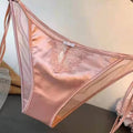Retropure color tie backembroider briefs silks and satinssexy mesh sexy underwear plaid breathable low waist
