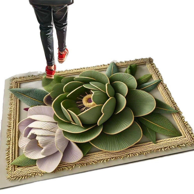 3d rose diatomite mat - absorbent, quick-drying, non-slip floor mat for bathroom, toilet, entrance, and doorways