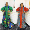 African print maxi dress robe -  hot seller, plus size, loose fit, zip-up cardigan dress