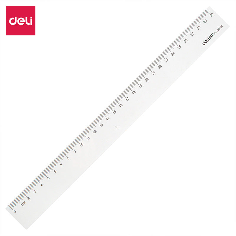Deli 6230 ruler student transparent ruler 30cm office learning ruler ruler stationery office wholesale