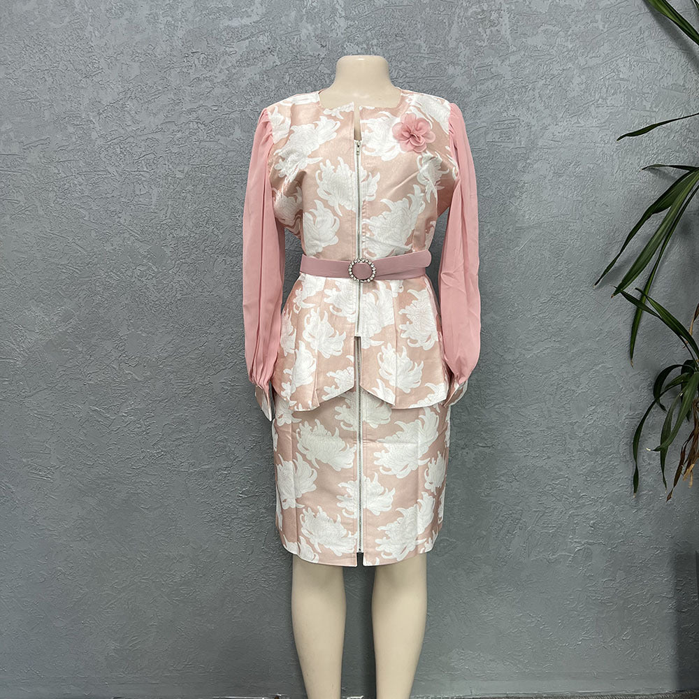 Export supply african plus size women's tops and skirts suitfashionprinting professional style grids formal wear special price