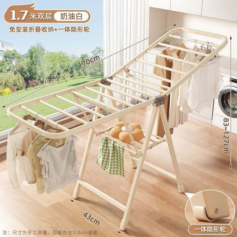 Clothes drying rack floor-standing foldablefor home indoor balcony baby cooling clothes hanger thickened thick clothes drying rack