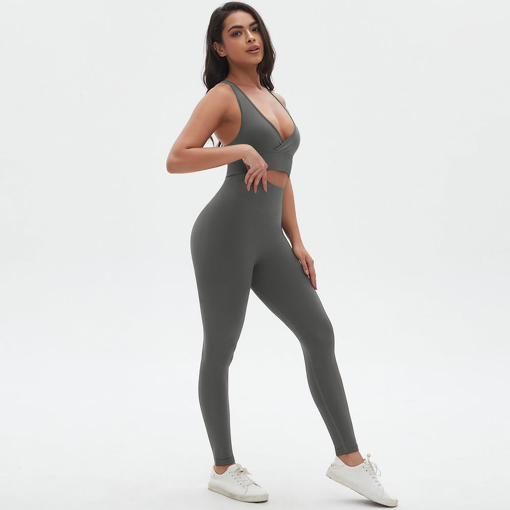 European and american seamless yoga outfit sexy backless sports bra set peach lift tight breathable running fitness set